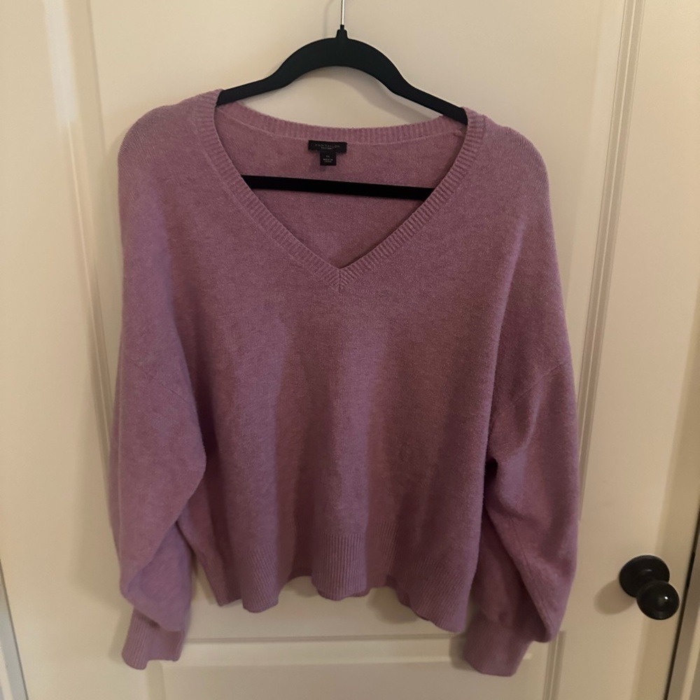 Purple V-Neck Women's Sweater